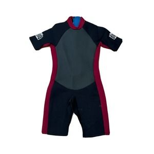 Aleeda Classic Men's 3mm Shorty Size ML 40 Scuba Dive WetSuit Red / Black
